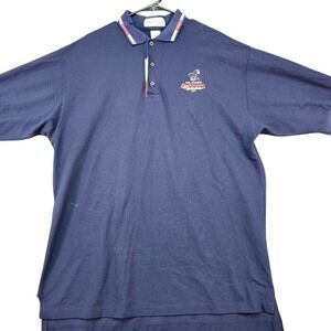 Vtg 90s Budweiser Clydesdales Horse Beer Promo Pullover Polo Shirt Size XL Blue